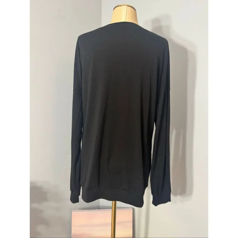 ONLYSHE Womens Crewneck Pullover Pockets Loose Tunic Long Sleeve Black Medium - Picture 8 of 10